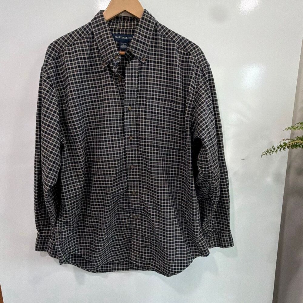 Naturalife Mens Plaid Flannel Shirt Large Cotton‎